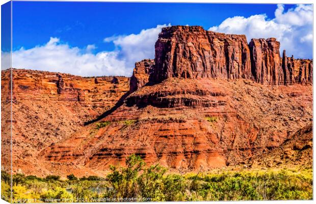Red Rock Cliff Canyon Moab Utah  Canvas Print by William Perry