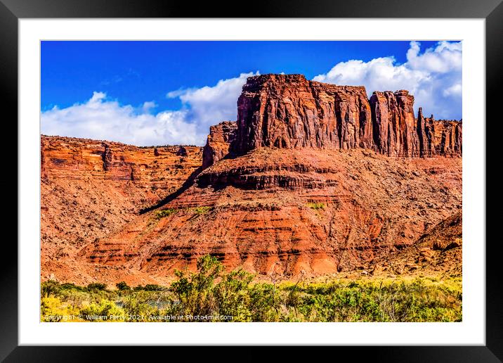 Red Rock Cliff Canyon Moab Utah  Framed Mounted Print by William Perry