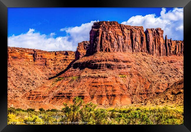Red Rock Cliff Canyon Moab Utah  Framed Print by William Perry