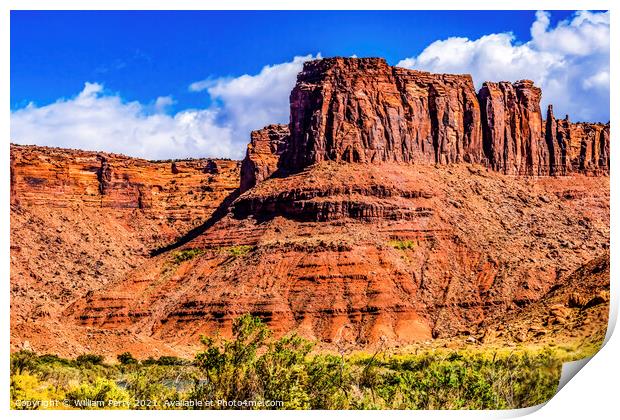 Red Rock Cliff Canyon Moab Utah  Print by William Perry