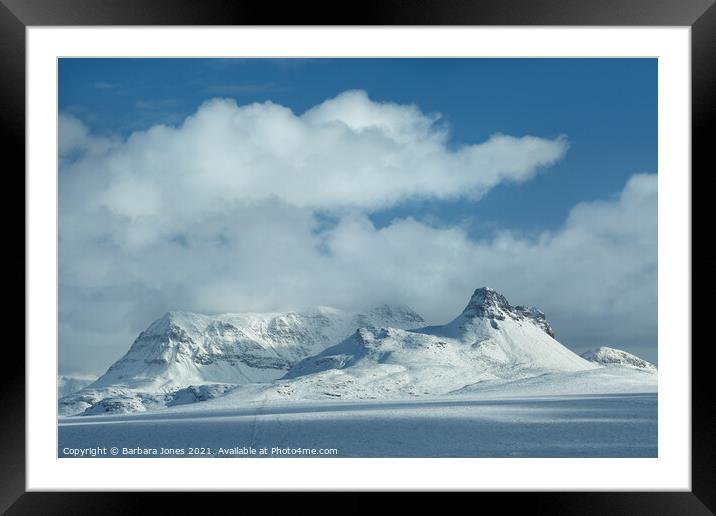 Stac Pollaidh and Cul Mor in Winter, Coigach   Framed Mounted Print by Barbara Jones