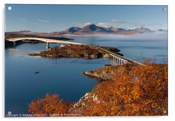 Skye Bridge From  Kyle of Lochalsh in Autumn Scotl Acrylic by Barbara Jones