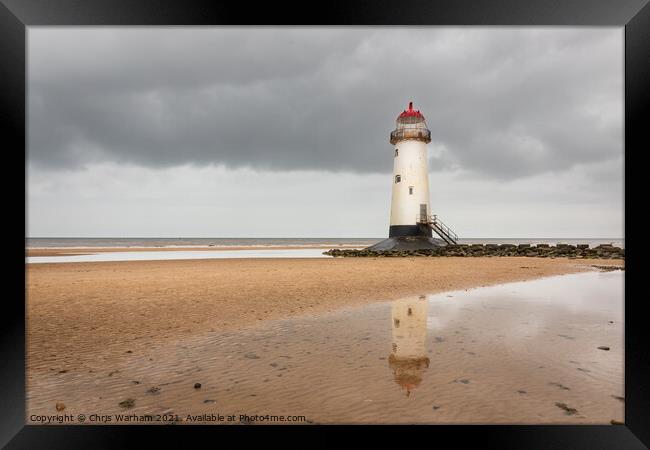 Talacre lighthouse on the Pont of Ayr, Deeside Framed Print by Chris Warham