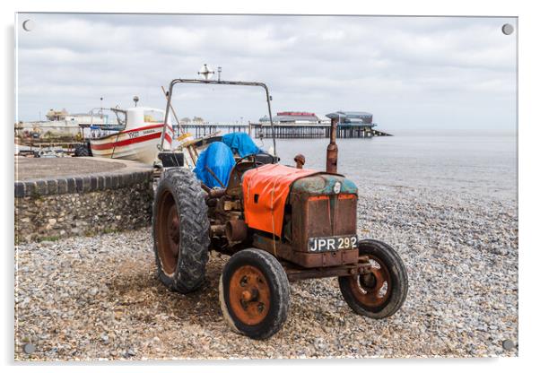 Old tractor on Cromer beach Acrylic by Jason Wells
