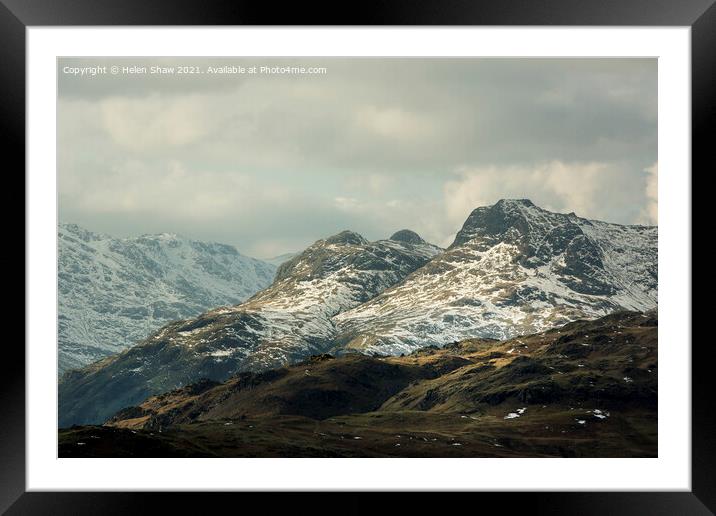 Winter on the Langdale Pikes, The Lake District, Cumbria Framed Mounted Print by Helen Shaw