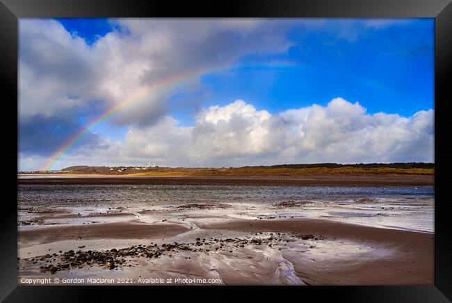 Rainbow over Trecco Bay, Porthcawl Framed Print by Gordon Maclaren