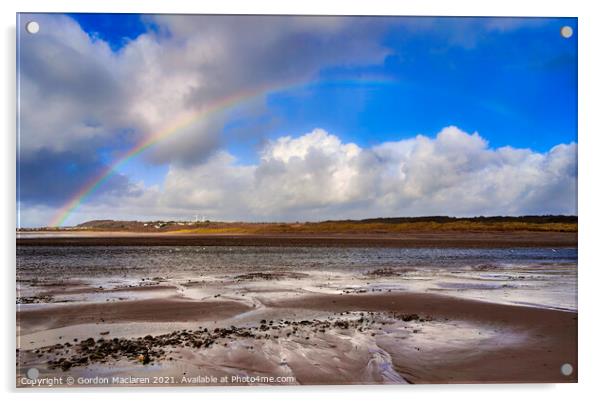Rainbow over Trecco Bay, Porthcawl Acrylic by Gordon Maclaren