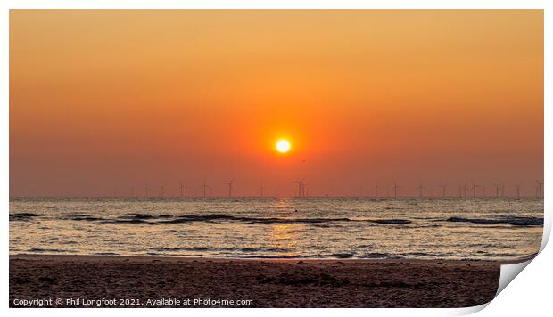 Sunset over Liverpool Bay near New Brighton UK Print by Phil Longfoot