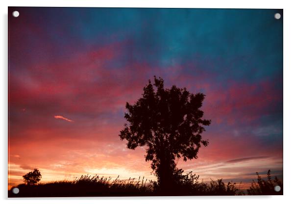 Cotswold Sunset Acrylic by Simon Johnson