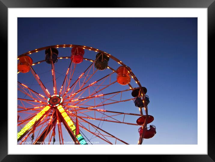 Ferris Wheel at Blue Hour Framed Mounted Print by Maria Janicki