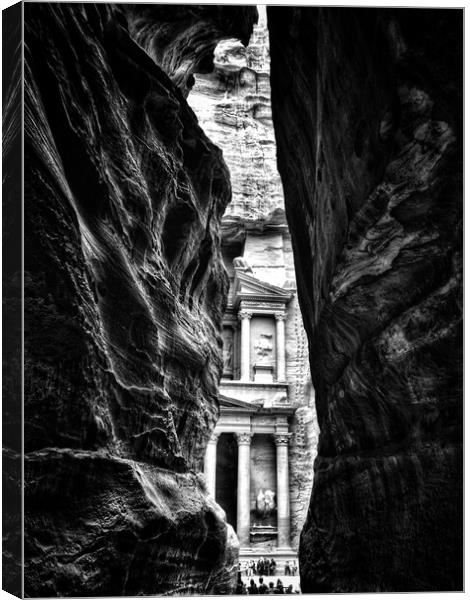 The glimpse of The Treasury of Petra (Al-Khazneh) Canvas Print by Adelaide Lin