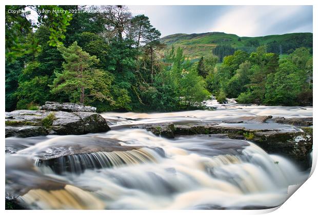 The Falls of Dochart, Killin  Print by Navin Mistry