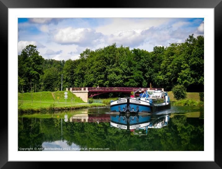 Commercial Barge on the Canal Framed Mounted Print by Ann Biddlecombe