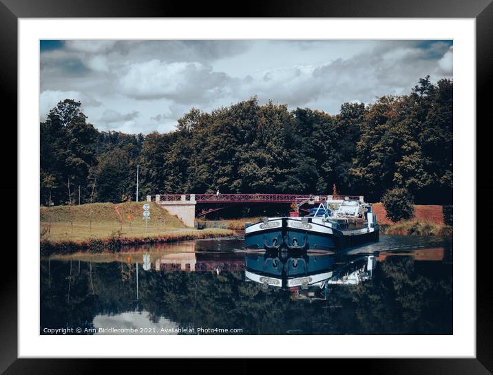 Commercial Barge on the Canal in Vintage style Framed Mounted Print by Ann Biddlecombe