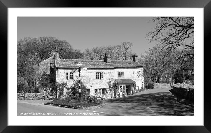 Malham Village Yorkshire Dales Black and White Framed Mounted Print by Pearl Bucknall