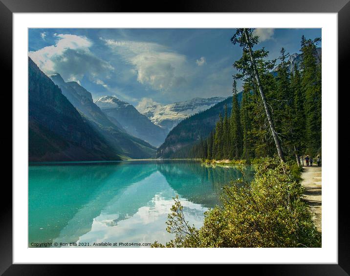 Serenity at Lake Louise Framed Mounted Print by Ron Ella