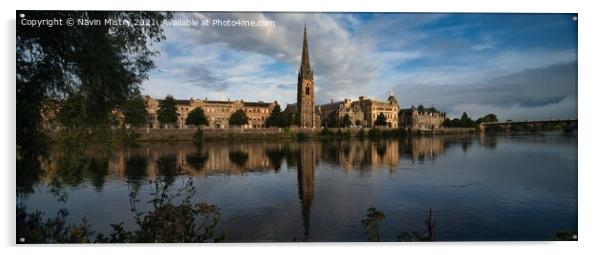 Perth Scotland and the River Tay with St. Matthew's Church Acrylic by Navin Mistry
