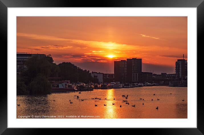 Brayford Pool Sunset Framed Mounted Print by Gary Clarricoates