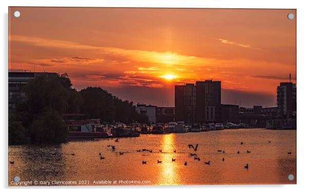 Brayford Pool Sunset Acrylic by Gary Clarricoates