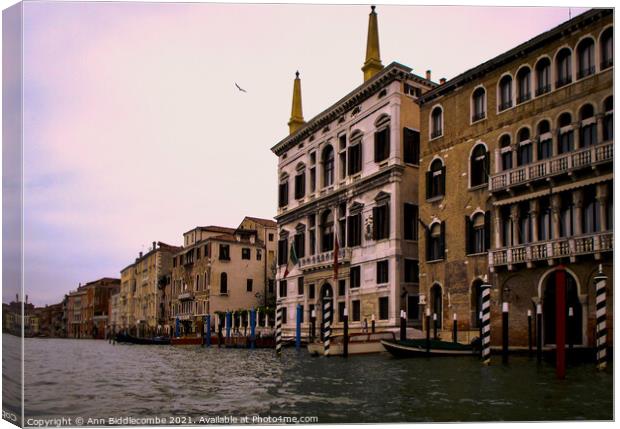 Venice by canal Canvas Print by Ann Biddlecombe