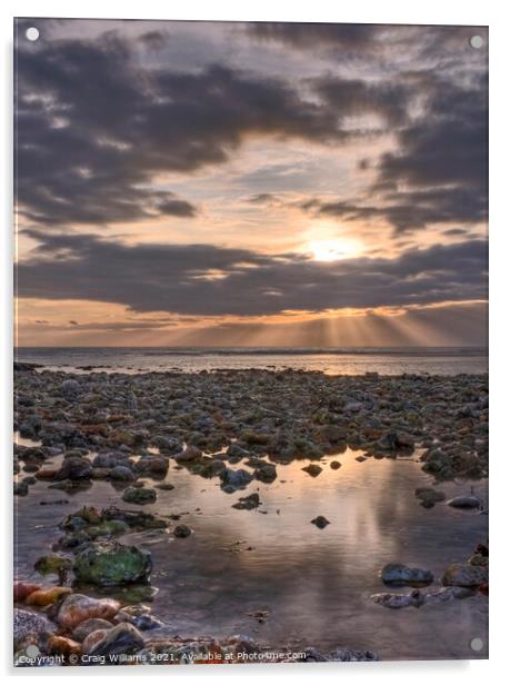 Cuckmere Haven Winter Sunset Acrylic by Craig Williams