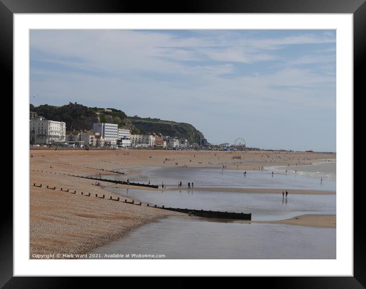 Hastings Seafront from the Pier in August. Framed Mounted Print by Mark Ward