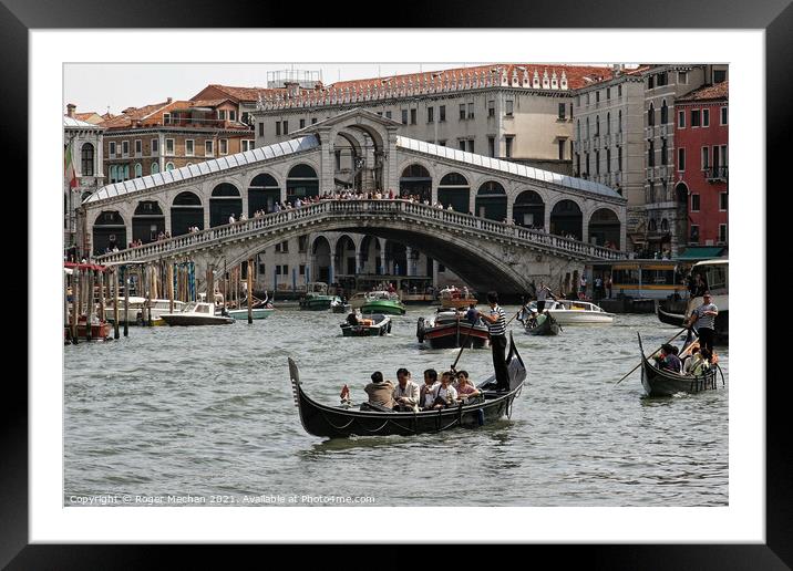 Serenity at the Rialto Bridge Framed Mounted Print by Roger Mechan