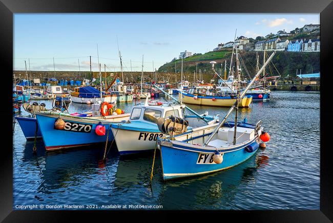 Fishing Boats in Mevagissey Harbour, Cornwall Framed Print by Gordon Maclaren