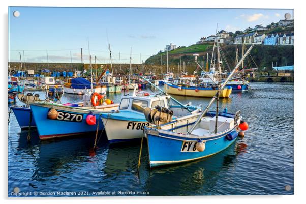 Fishing Boats in Mevagissey Harbour, Cornwall Acrylic by Gordon Maclaren