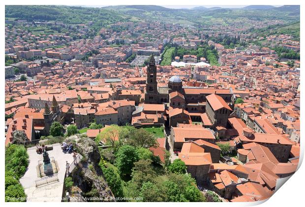 The Enchanting Cityscape of Le Puy-en-Velay Print by Roger Mechan