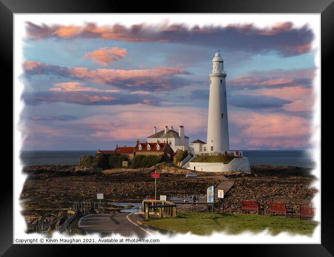 A Majestic Lighthouse by the Coastal Beauty Framed Print by Kevin Maughan