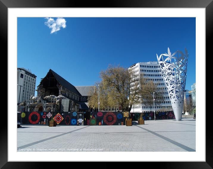Cathedral Square Christchurch Framed Mounted Print by Stephen Hamer