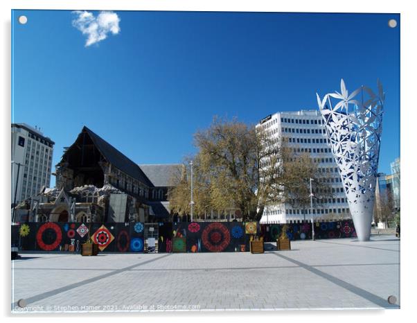 Cathedral Square Christchurch Acrylic by Stephen Hamer