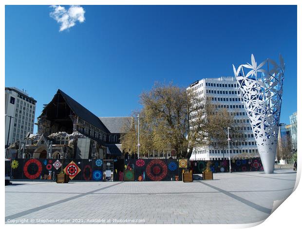 Cathedral Square Christchurch Print by Stephen Hamer