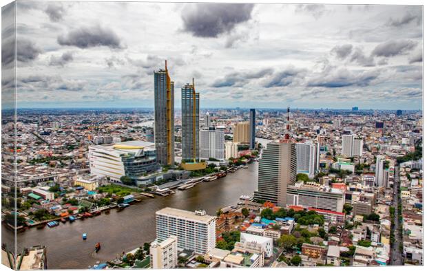 Bangkok,view to the skyscraper, the Cityscape and the Chao Phraya River of Metropolis Canvas Print by Wilfried Strang
