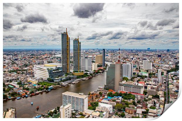 Bangkok,view to the skyscraper, the Cityscape and the Chao Phraya River of Metropolis Print by Wilfried Strang