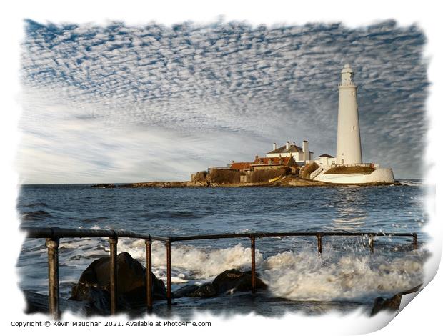 St Marys Lighthouse Whitley Bay North Tyneside (3) Print by Kevin Maughan