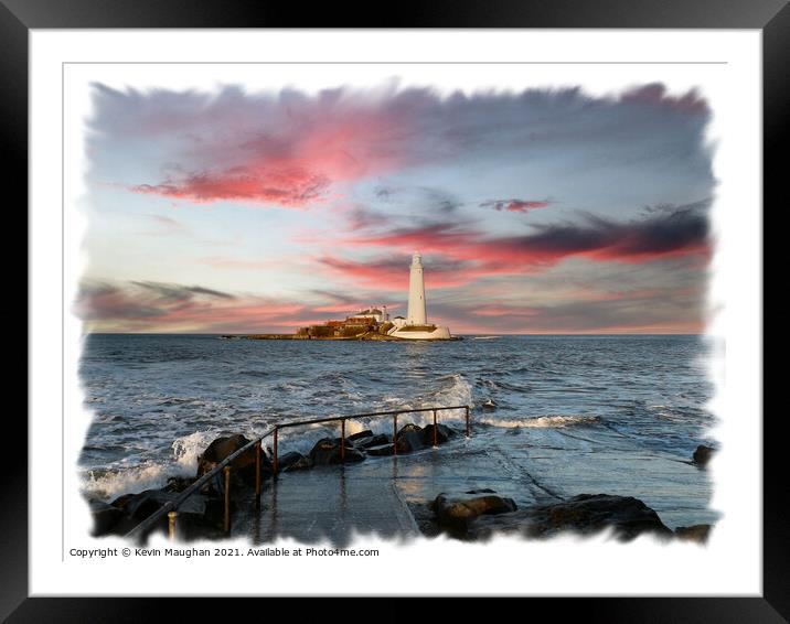 Majestic St Marys Lighthouse Framed Mounted Print by Kevin Maughan