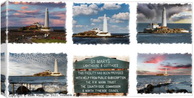 St Marys Lighthouse Whitley Bay North Tyneside Collage Canvas Print by Kevin Maughan