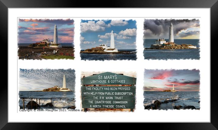 St Marys Lighthouse Whitley Bay North Tyneside Collage Framed Mounted Print by Kevin Maughan