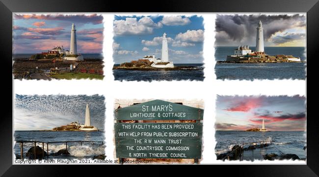 St Marys Lighthouse Whitley Bay North Tyneside Collage Framed Print by Kevin Maughan