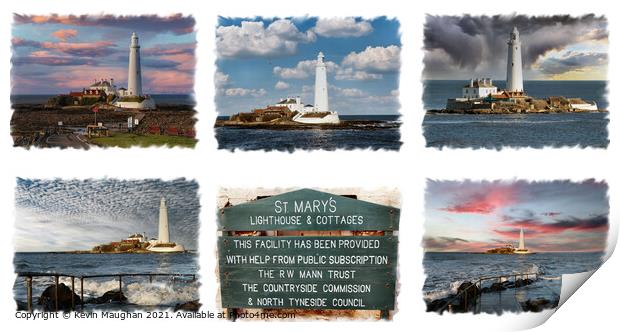 St Marys Lighthouse Whitley Bay North Tyneside Collage Print by Kevin Maughan