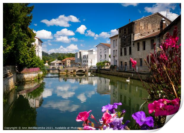 Joinville in France over the canal Print by Ann Biddlecombe