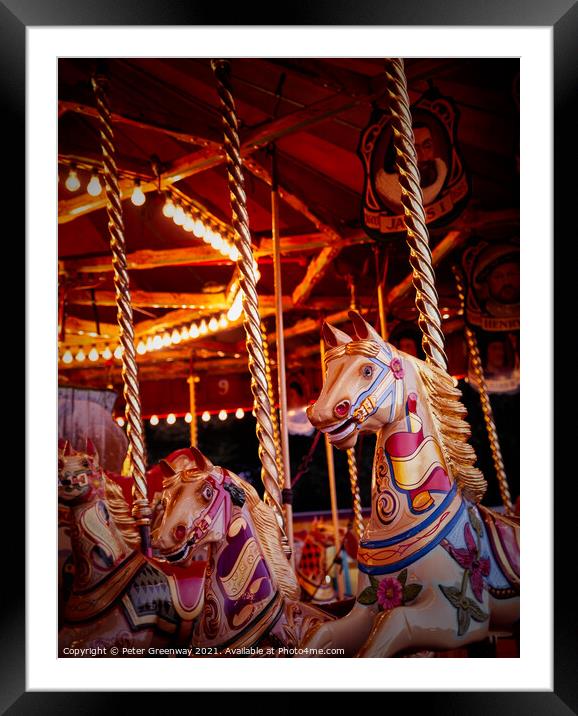 Children's Vintage Fairground Carousel Ride Framed Mounted Print by Peter Greenway