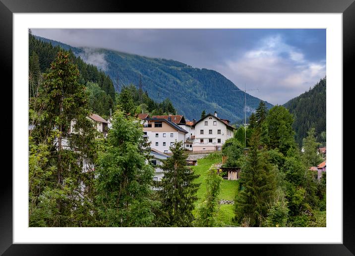 Typical village in the Austrian Alps Framed Mounted Print by Erik Lattwein