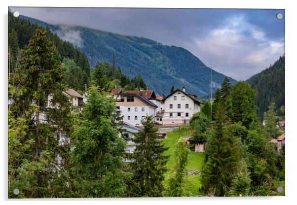 Typical village in the Austrian Alps Acrylic by Erik Lattwein