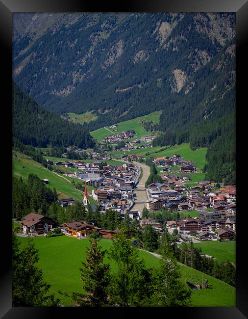 Aerial view over the village of Soelden in Austria Framed Print by Erik Lattwein