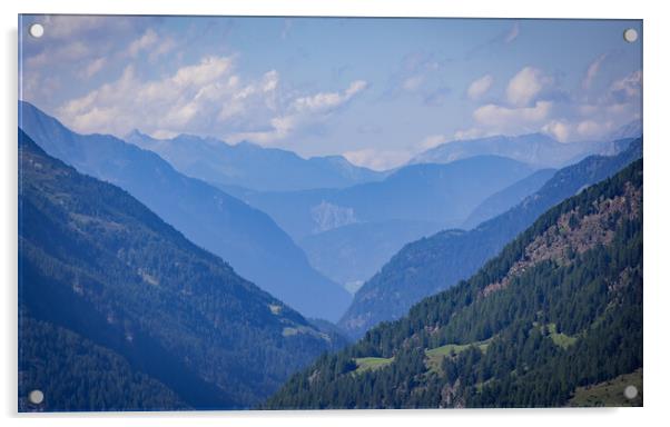 Wonderful panoramic view over the mountains in the Austrian Alps Acrylic by Erik Lattwein