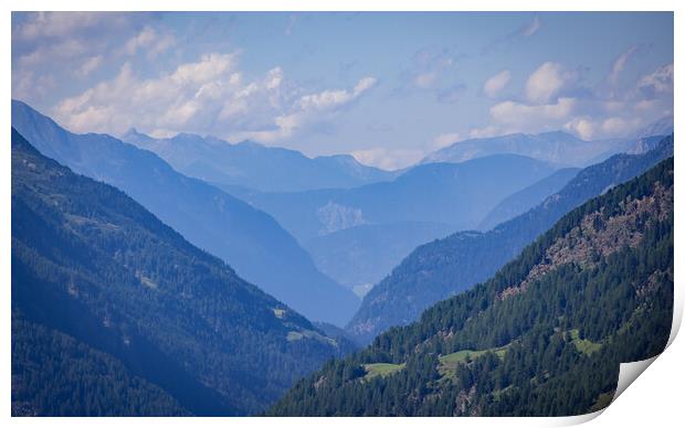 Wonderful panoramic view over the mountains in the Austrian Alps Print by Erik Lattwein