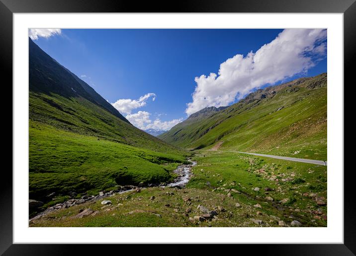 Famous Timmelsjoch High Alpine Road in the Austrian Alps also called Passo Rombo Framed Mounted Print by Erik Lattwein
